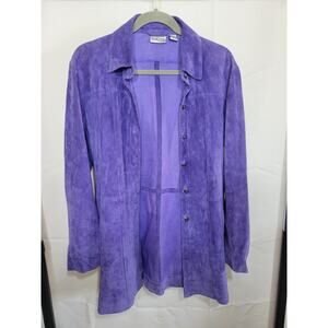 Chicos Purple Suede Leather Jacket | Women's Size 1
